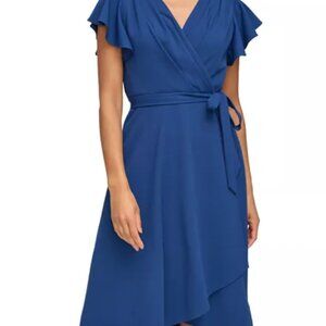 DKYN  Flutter-Sleeve Faux-Wrap Dress Size 10 NWT